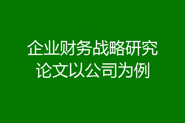 企业财务战略研究论文以公司为例