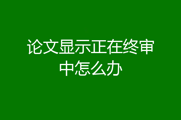 论文显示正在终审中怎么办