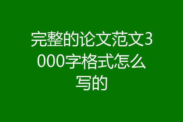 完整的论文范文3000字格式怎么写的