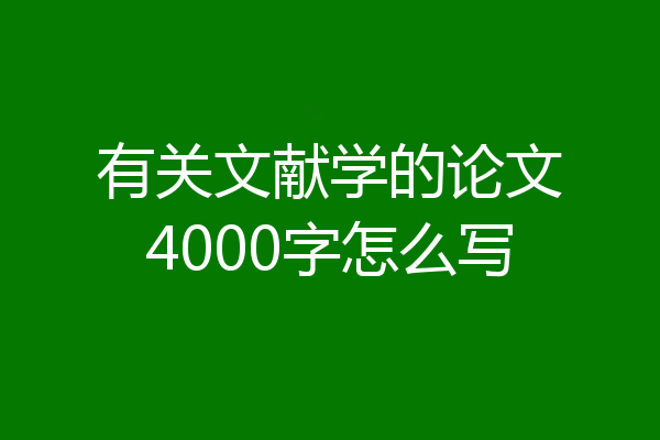 有关文献学的论文4000字怎么写