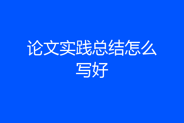 论文实践总结怎么写好