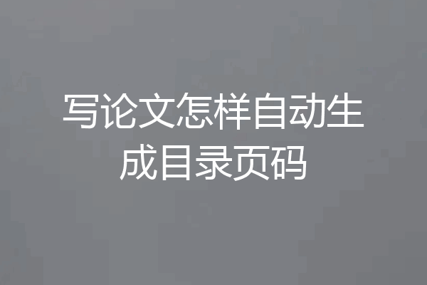 写论文怎样自动生成目录页码
