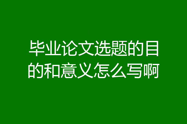 毕业论文选题的目的和意义怎么写啊