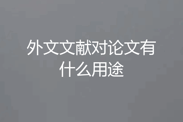 外文文献对论文有什么用途