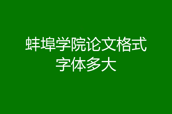 蚌埠学院论文格式字体多大