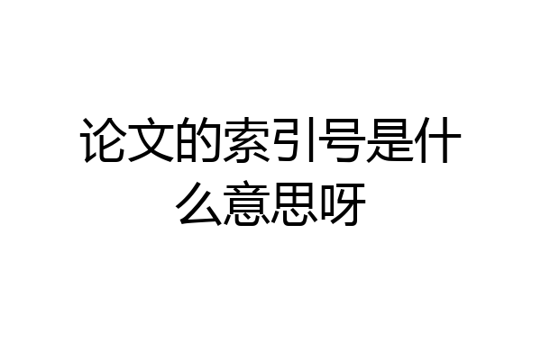 论文的索引号是什么意思呀