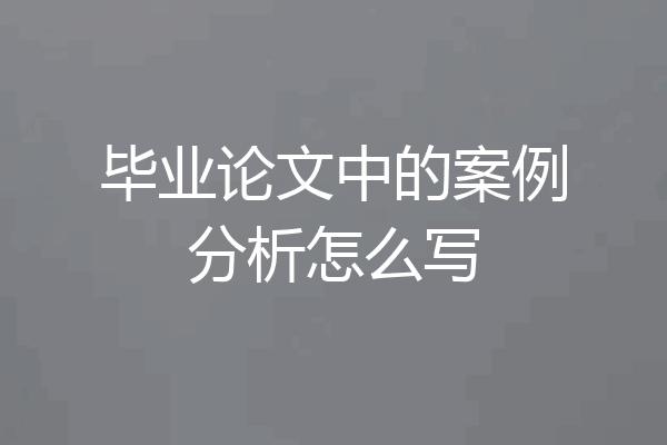 毕业论文中的案例分析怎么写