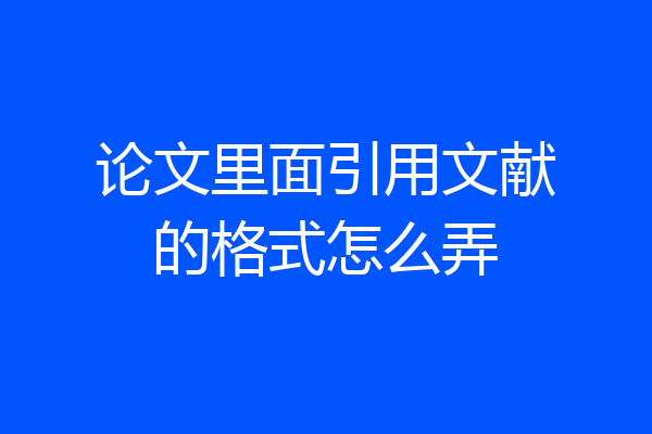 论文里面引用文献的格式怎么弄
