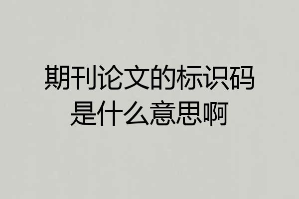 期刊论文的标识码是什么意思啊