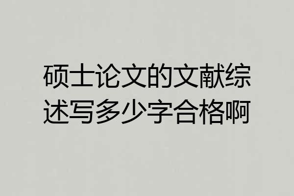 硕士论文的文献综述写多少字合格啊