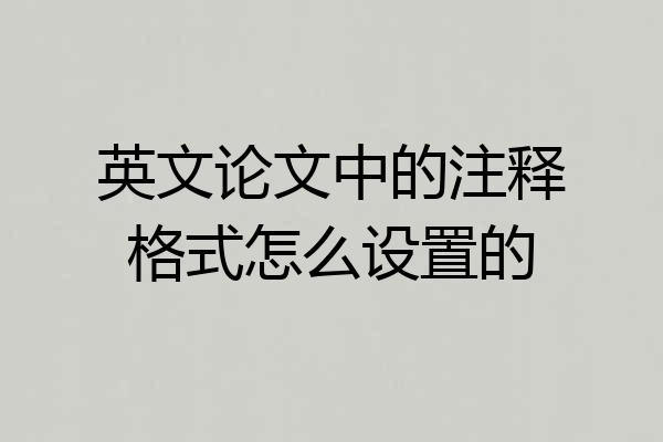 英文论文中的注释格式怎么设置的