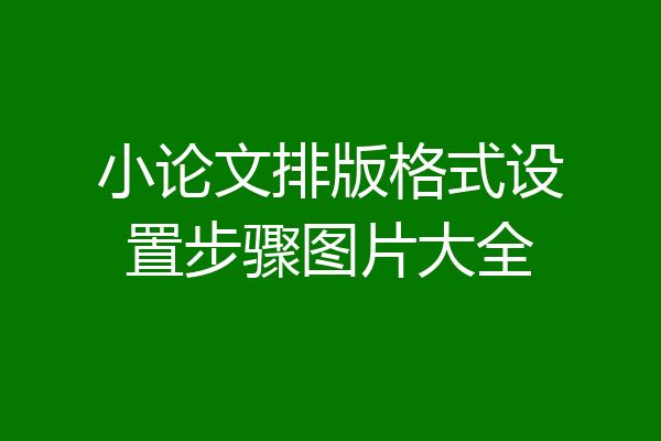 小论文排版格式设置步骤图片大全