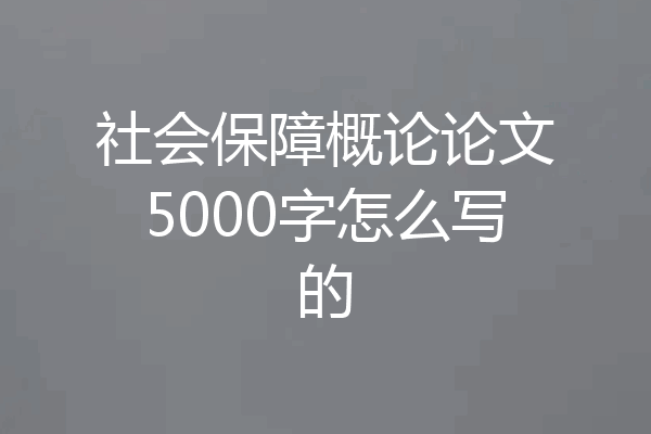 社会保障概论论文5000字怎么写的