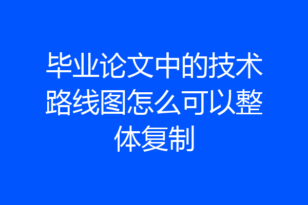 毕业论文中的技术路线图怎么可以整体复制
