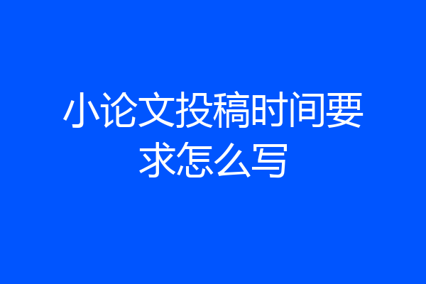 小论文投稿时间要求怎么写