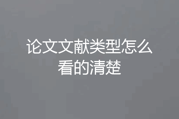 论文文献类型怎么看的清楚