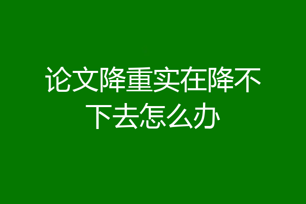论文降重实在降不下去怎么办