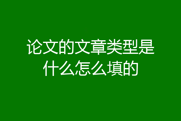 论文的文章类型是什么怎么填的
