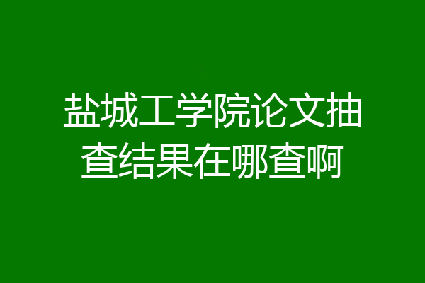 盐城工学院论文抽查结果在哪查啊