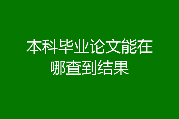 本科毕业论文能在哪查到结果