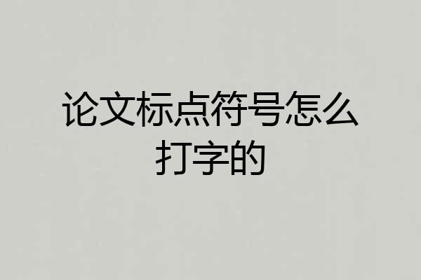 论文标点符号怎么打字的