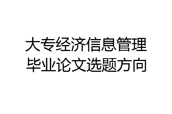 大专经济信息管理毕业论文选题方向