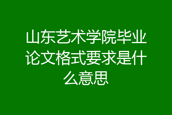 山东艺术学院毕业论文格式要求是什么意思