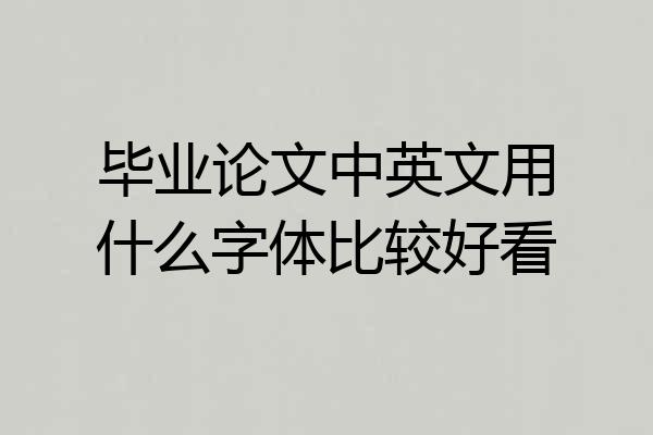 毕业论文中英文用什么字体比较好看