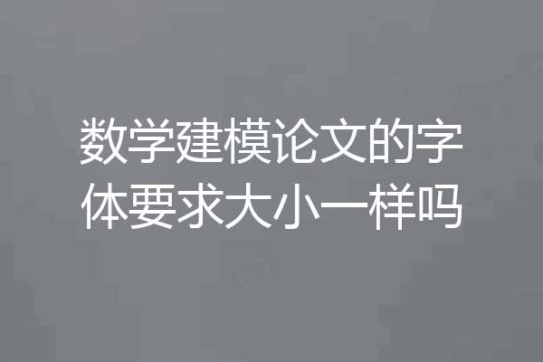 数学建模论文的字体要求大小一样吗