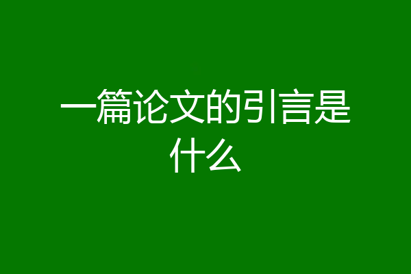 一篇论文的引言是什么