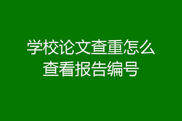 学校论文查重怎么查看报告编号