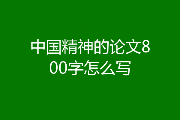 中国精神的论文800字怎么写