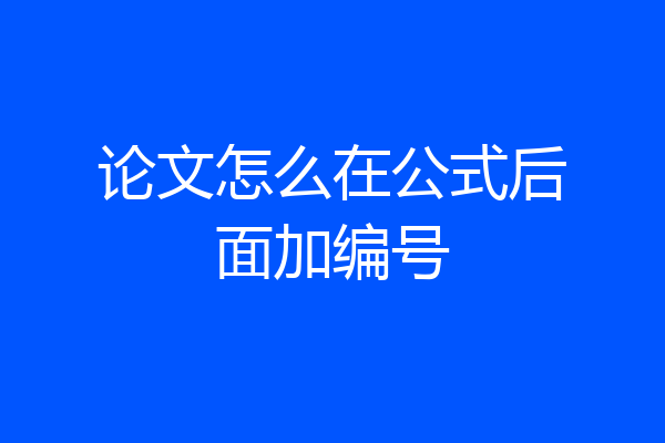 论文怎么在公式后面加编号