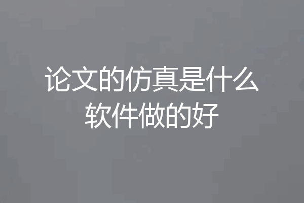 论文的仿真是什么软件做的好