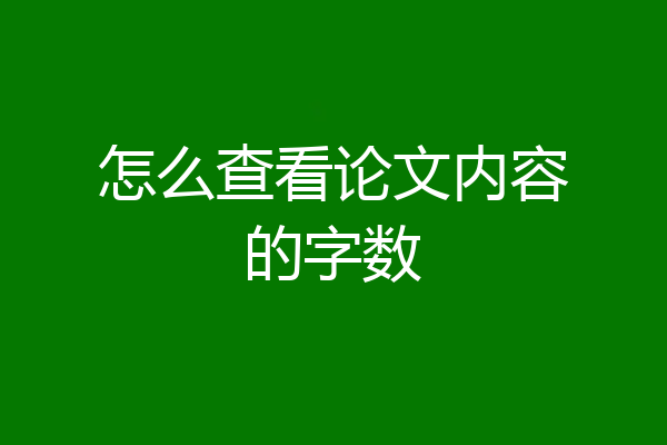 怎么查看论文内容的字数
