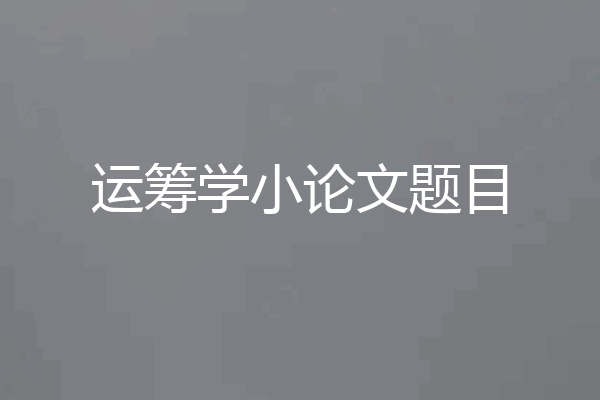 运筹学小论文题目
