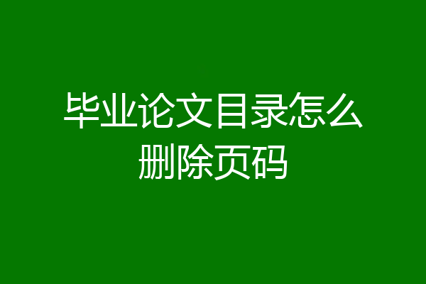 毕业论文目录怎么删除页码