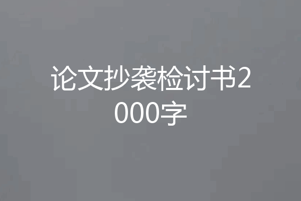 论文抄袭检讨书2000字