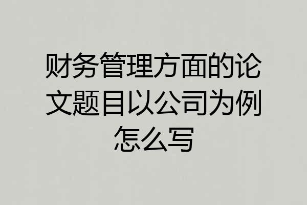 财务管理方面的论文题目以公司为例怎么写