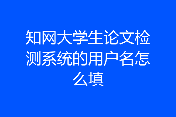 知网大学生论文检测系统的用户名怎么填