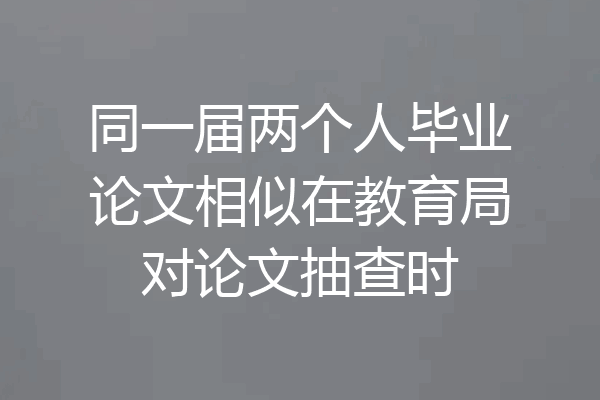 同一届两个人毕业论文相似在教育局对论文抽查时