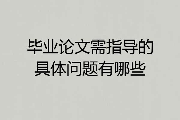毕业论文需指导的具体问题有哪些