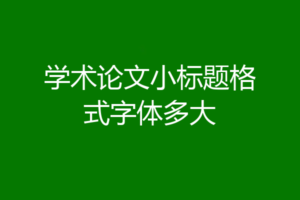 学术论文小标题格式字体多大