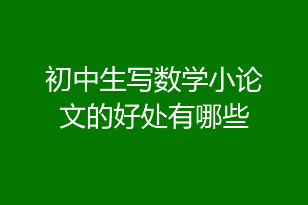 初中生写数学小论文的好处有哪些