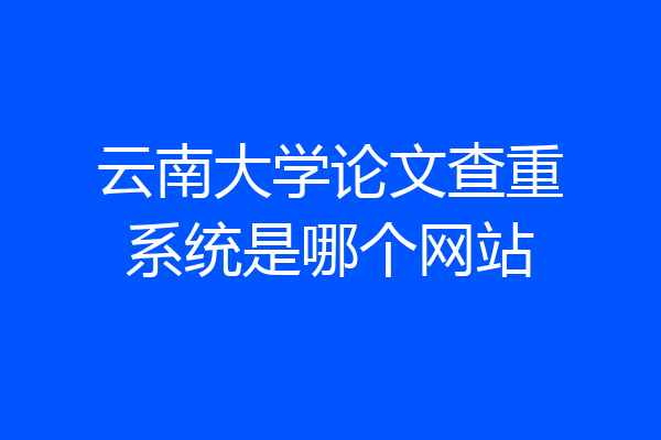 云南大学论文查重系统是哪个网站