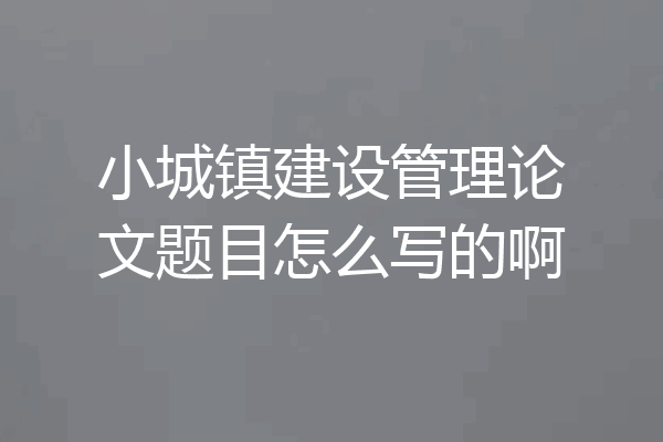 小城镇建设管理论文题目怎么写的啊