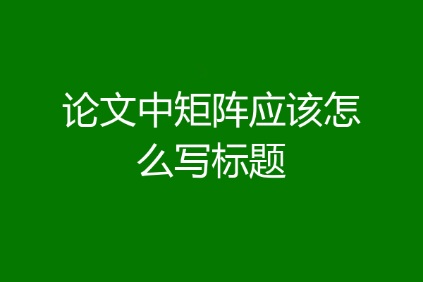 论文中矩阵应该怎么写标题