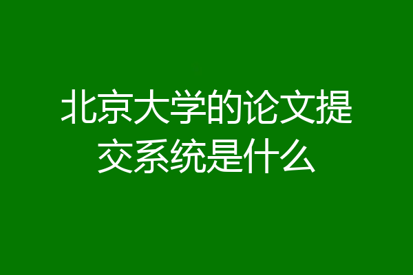 北京大学的论文提交系统是什么