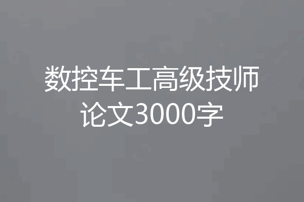 数控车工高级技师论文3000字