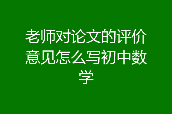 老师对论文的评价意见怎么写初中数学